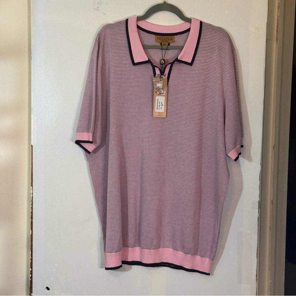 New Prestige Original CMK-190A Short Sleeve 3 Button Polo Shirt Pink | Size 3XL
